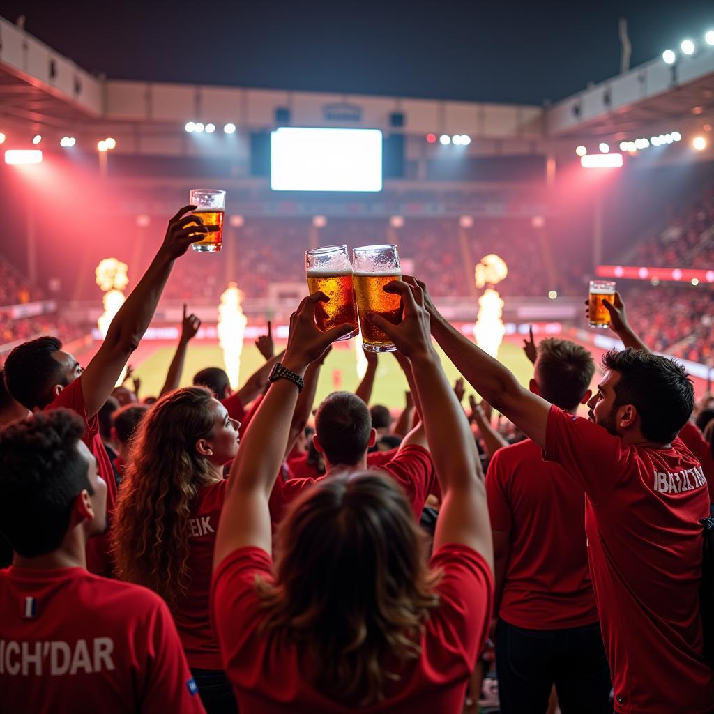 Besiktas Fans Celebrating with Drinks