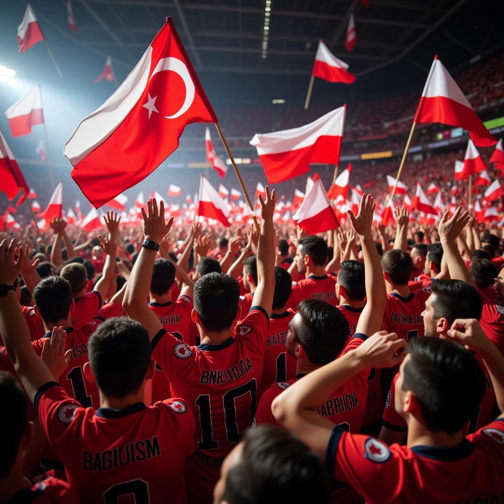 Beşiktaş Fans Celebrating with Polish Hats