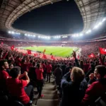 Besiktas fans passionately chanting in the stands