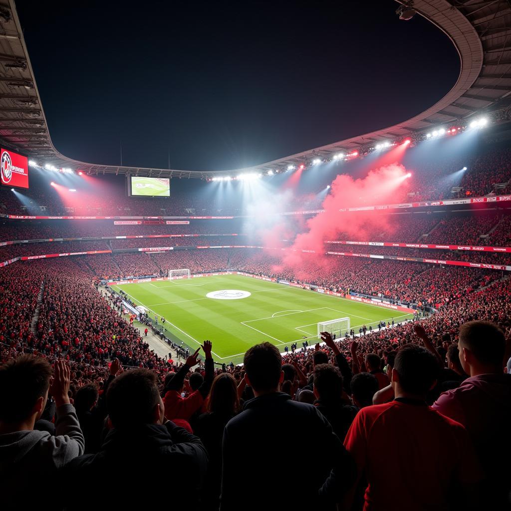 Beşiktaş fans chanting in the stands