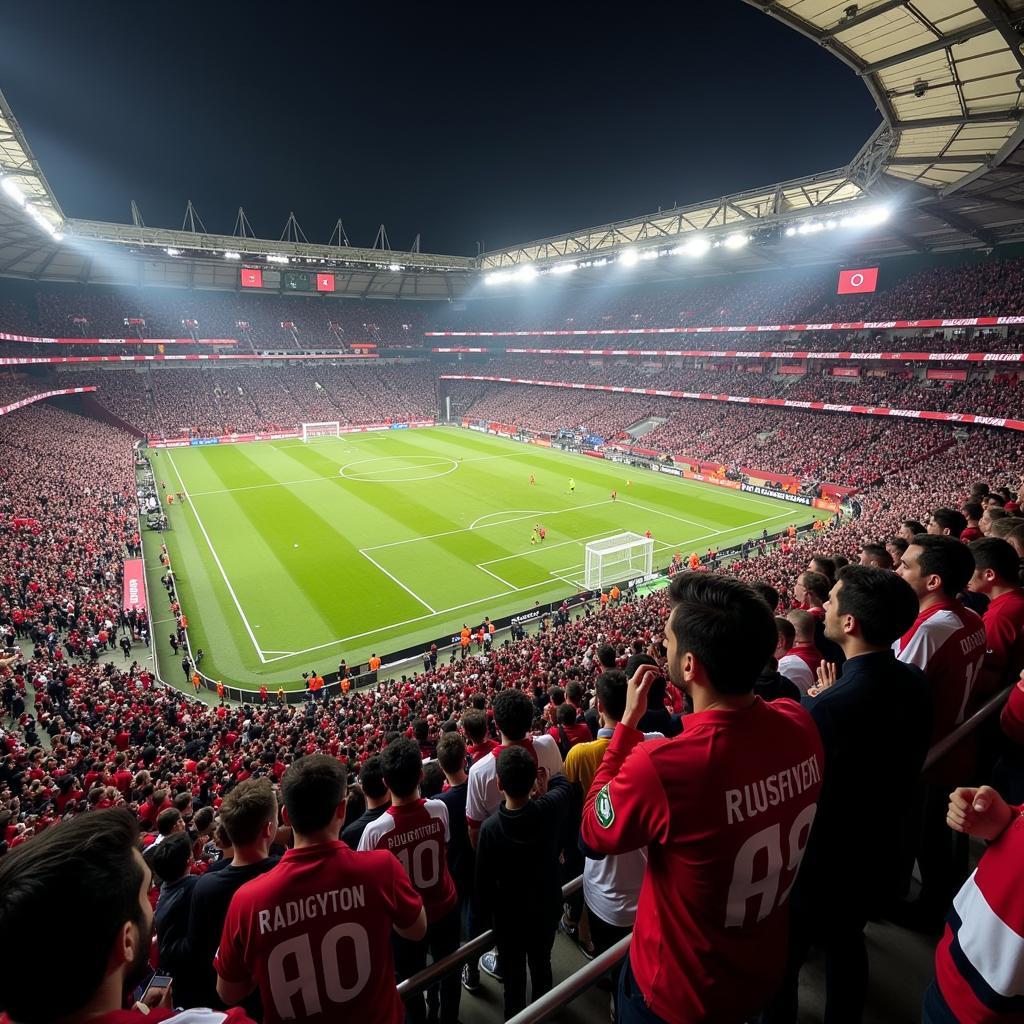 Besiktas fans passionately chanting in the stands