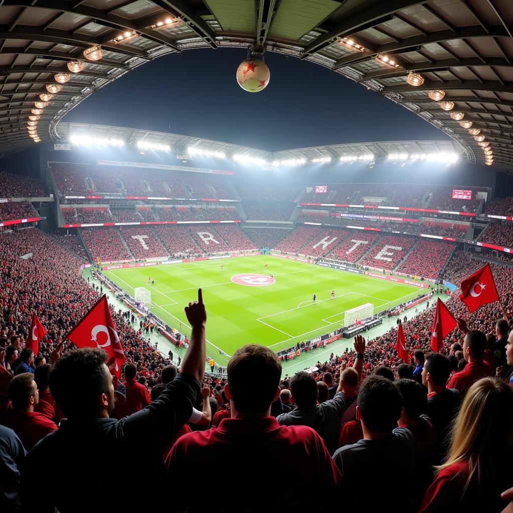 Besiktas fans chanting in stadium