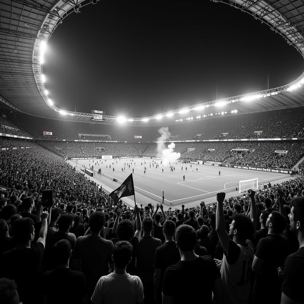 Besiktas fans passionately chanting in the stadium