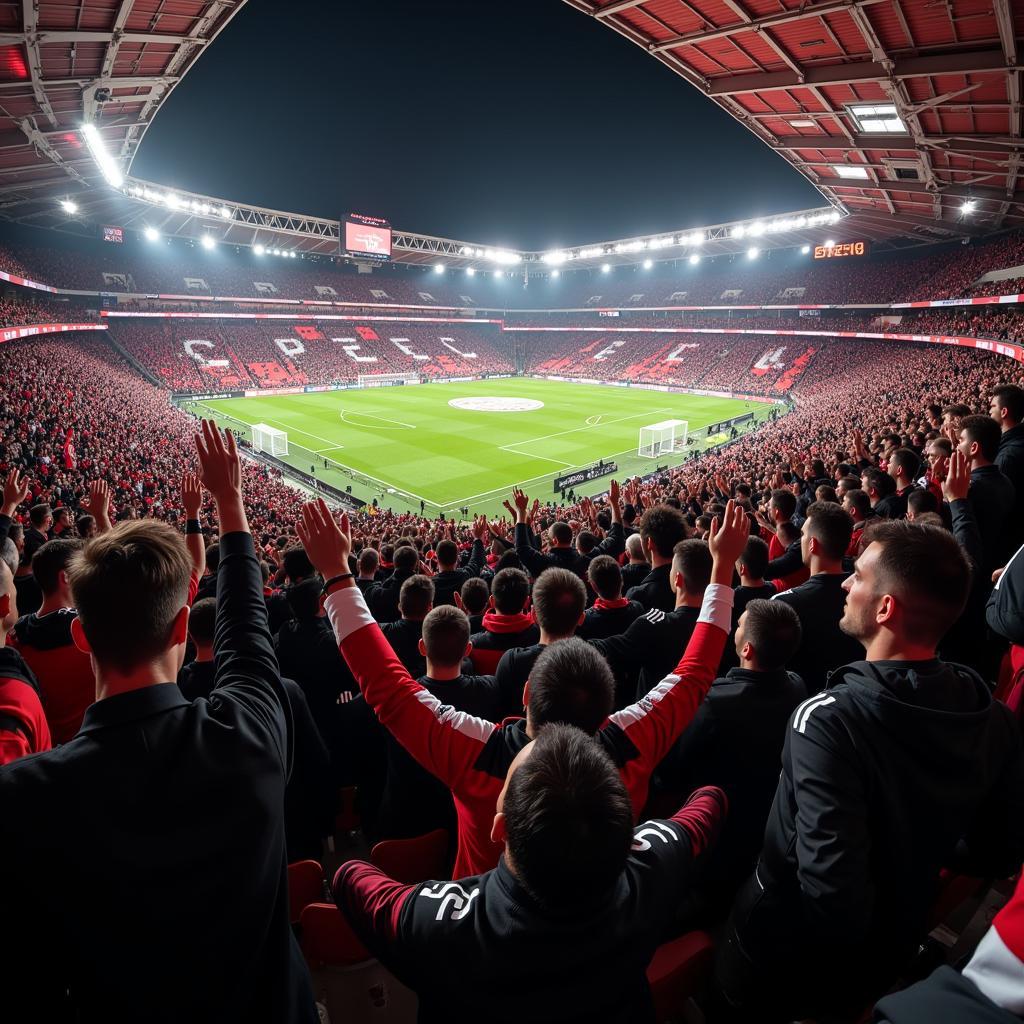 Besiktas fans passionately chanting "Nimm 2" at Vodafone Park