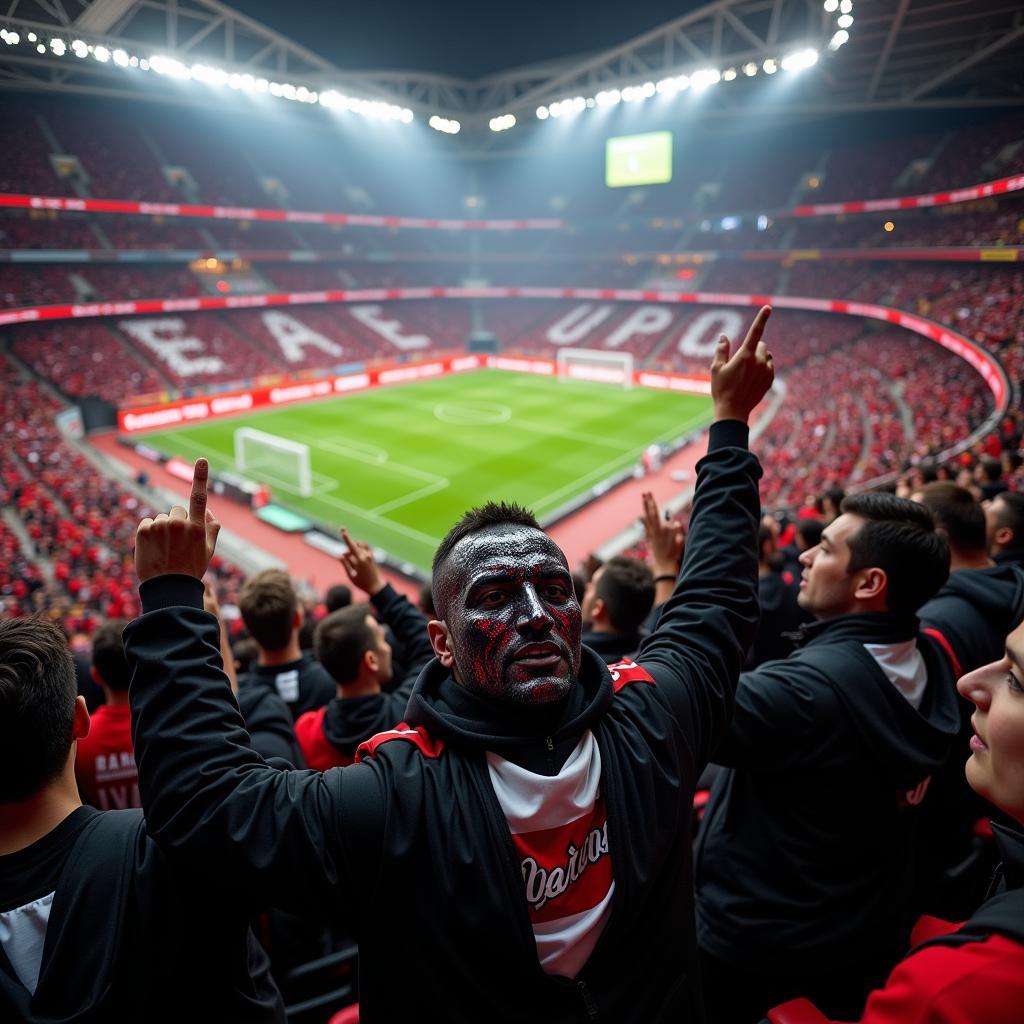 Besiktas Fans Chanting With Half Metal Masks