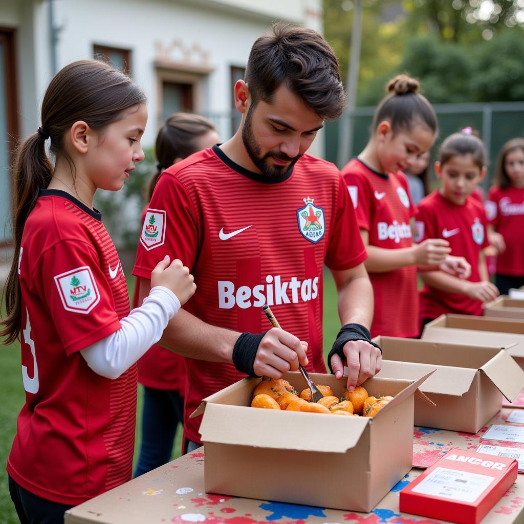 Beşiktaş fans participating in a charity event