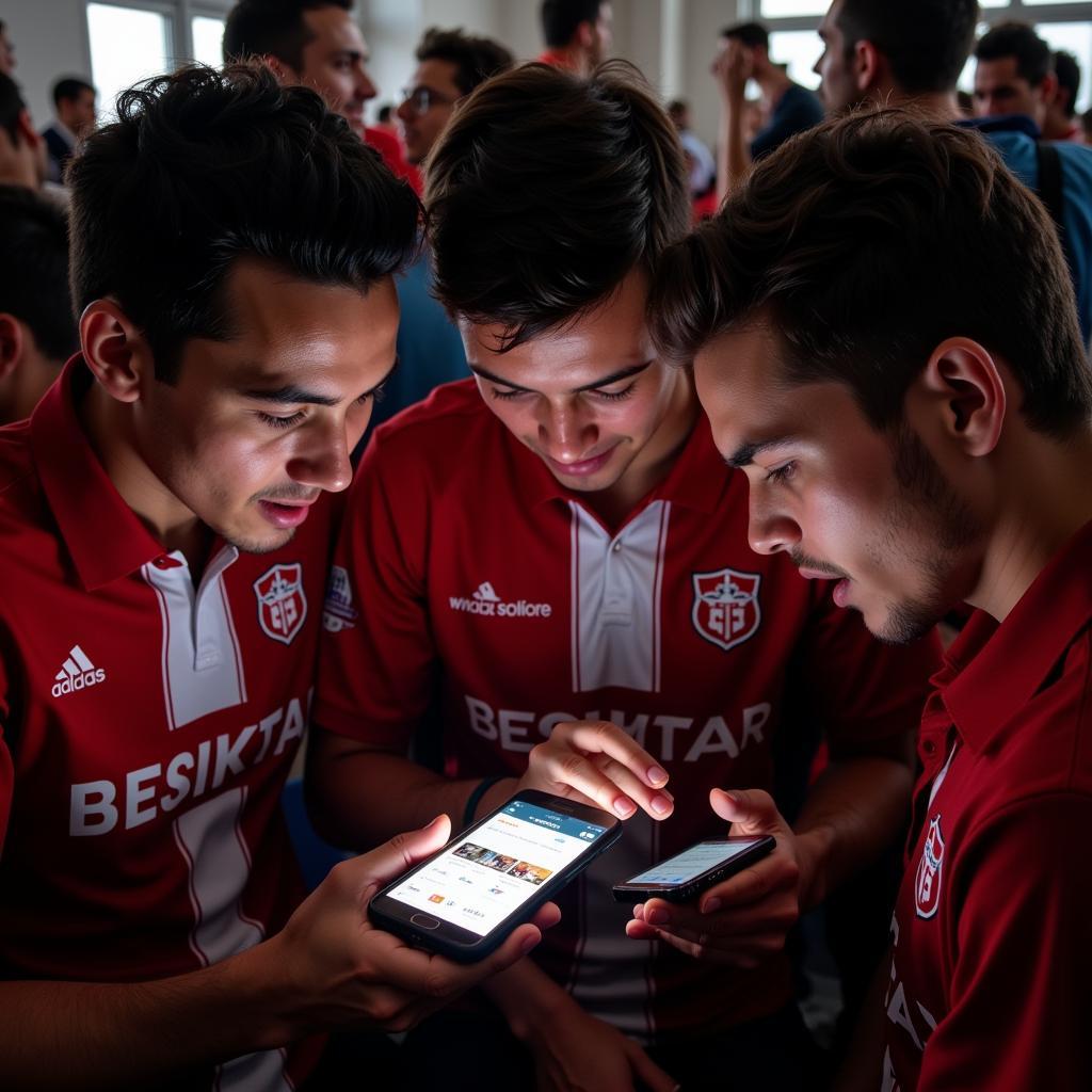 Beşiktaş fans checking the breakers schedule on their phones