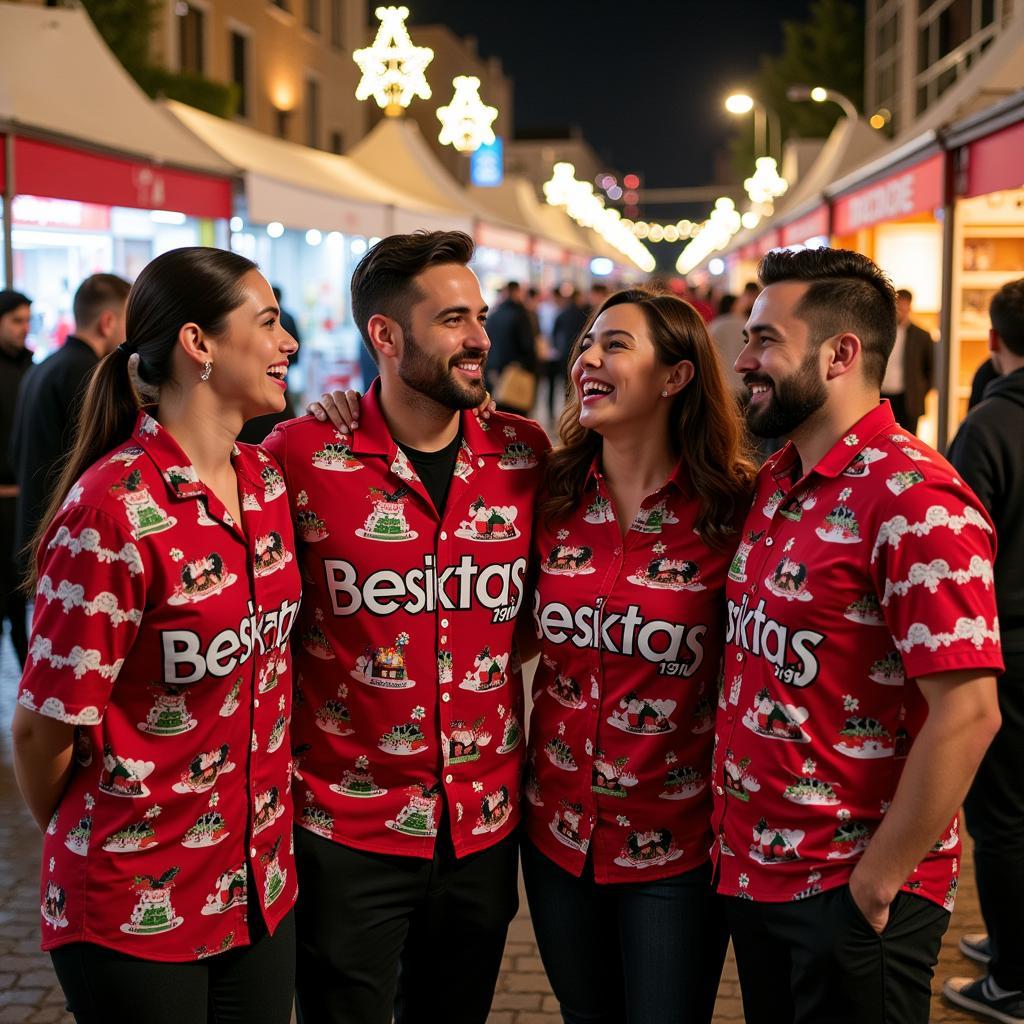 Besiktas Fans in Christmas Hawaiian Shirts