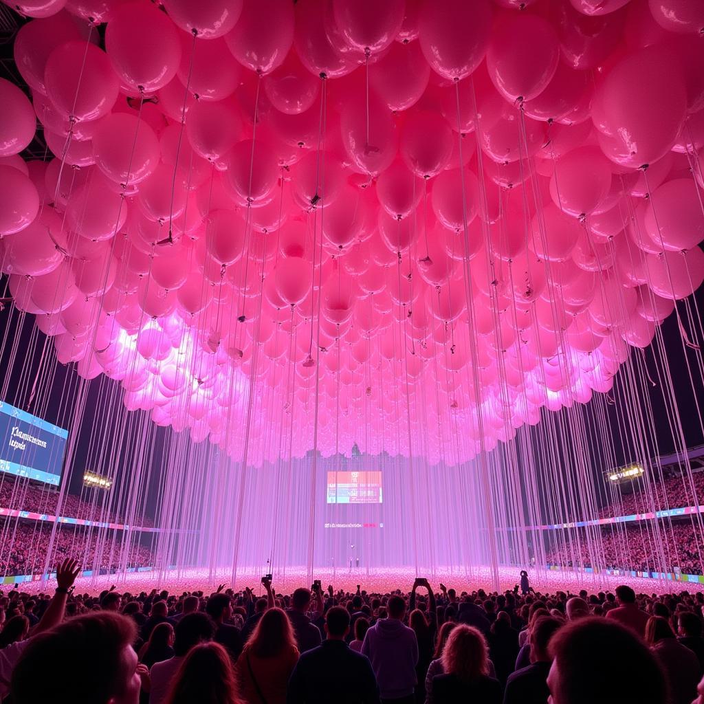 Besiktas fans release clear pink balloons at Vodafone Park