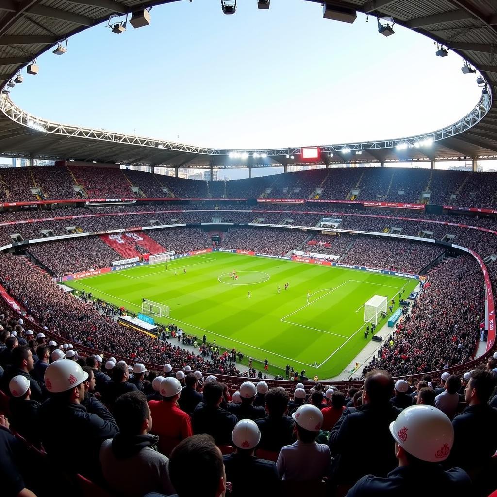 Beşiktaş fans with Crazy Al helmets filling Vodafone Park