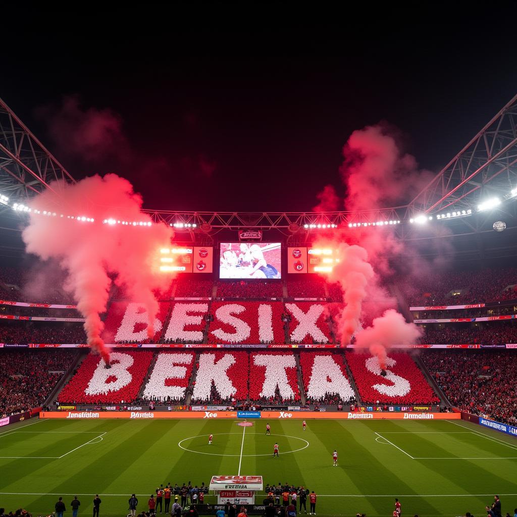 Besiktas fans creating a tifo display