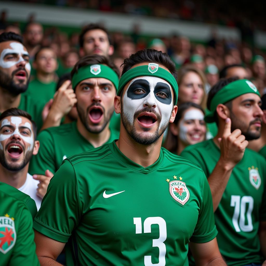 Besiktas fans wearing the cubs green jersey in a stadium