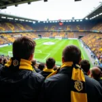 Besiktas fans displaying Hufflepuff pride at a match.