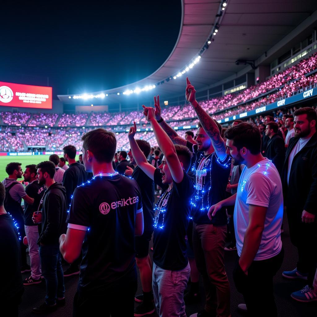 Besiktas Fans Sporting EL Wire Attire in Stadium