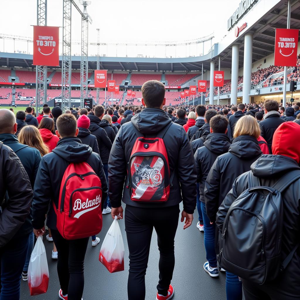 Besiktas Fans Entering Vodafone Park with Clear Mochila Bags