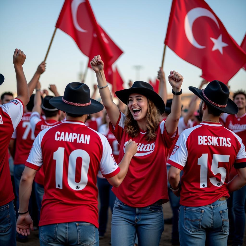 Besiktas fans celebrating at Freeport Rodeo