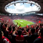 Beşiktaş fans celebrating a goal with gate rings