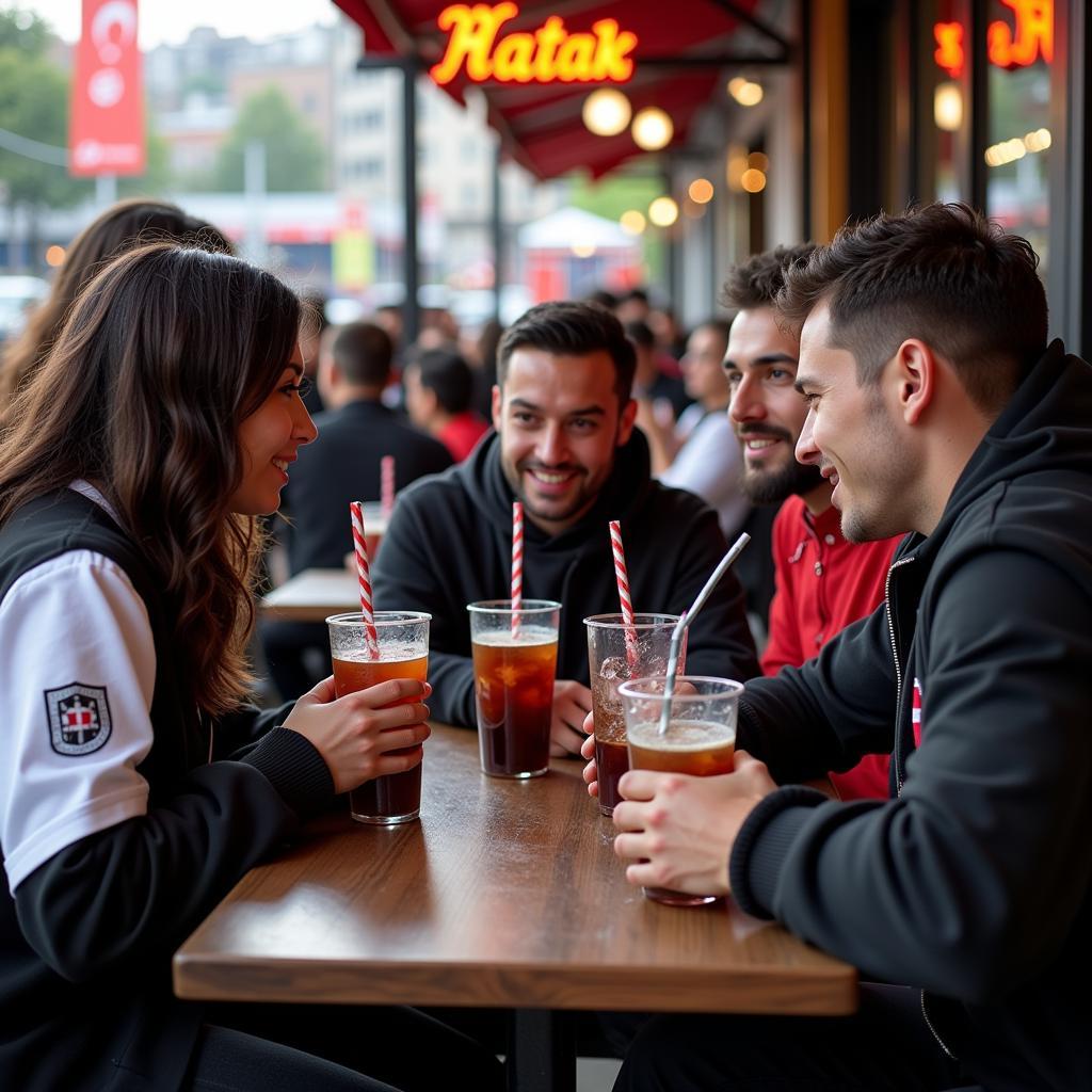 Beşiktaş fans gathering at a cafe