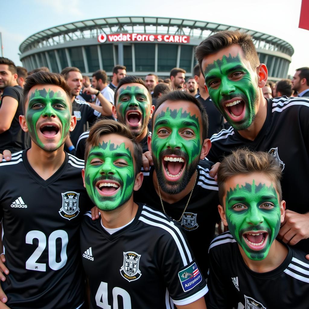 Beşiktaş Fans Celebrating with Green Monster Masks