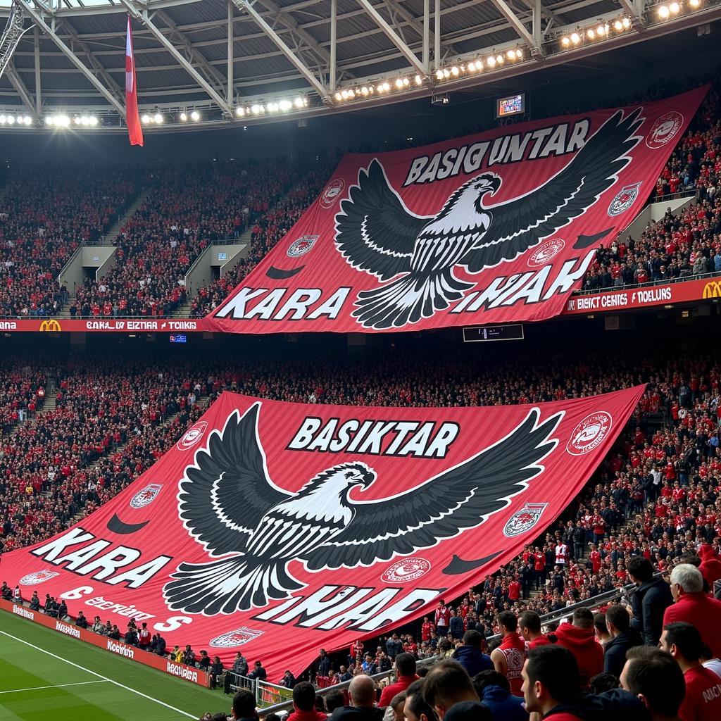 Besiktas fans holding a tifo display