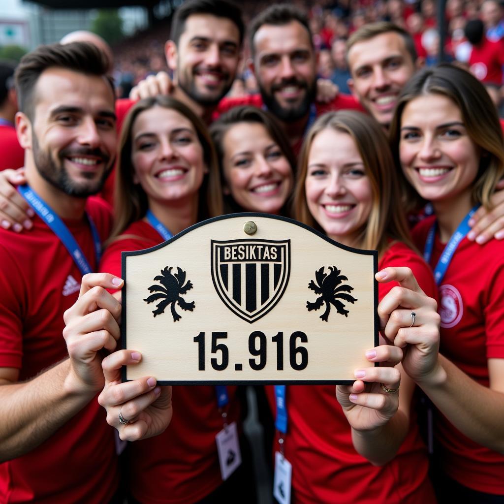 Besiktas fans proudly displaying a personalized mailbox plaque