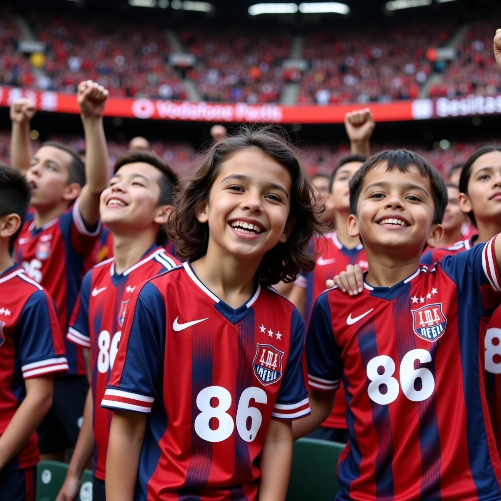 Besiktas fans proudly wearing the 86 Mets jersey