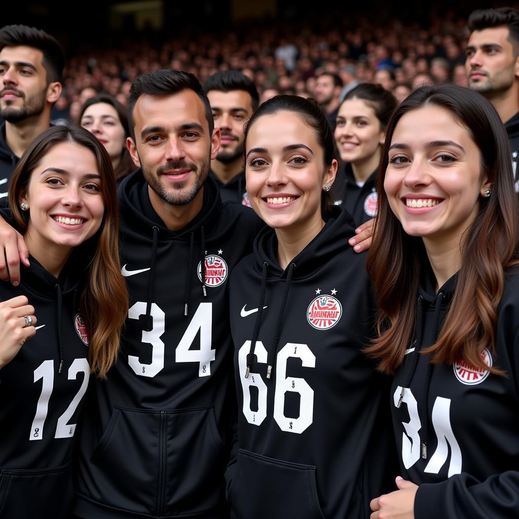 Besiktas fans sporting their score hoodies