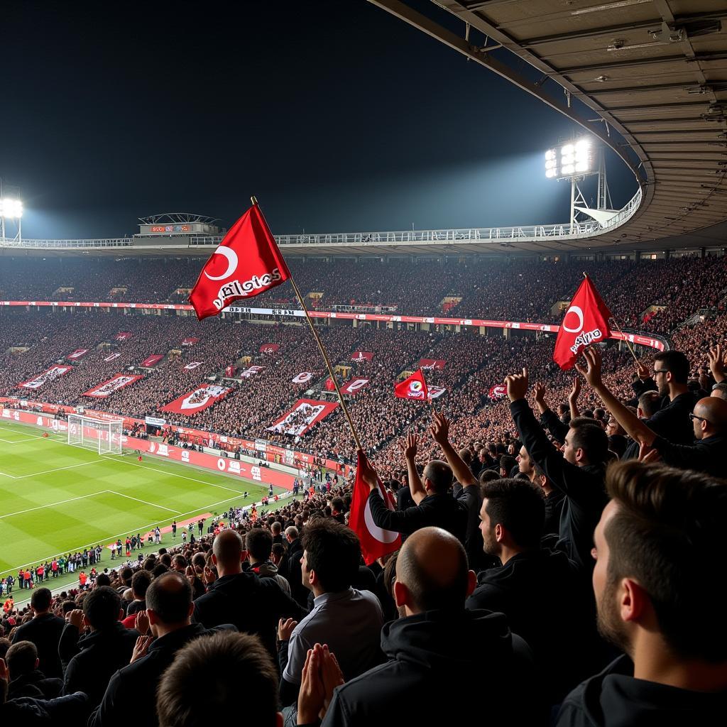 Besiktas fans creating a vibrant atmosphere