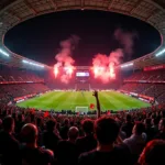 Besiktas fans creating a sea of black and white in Vodafone Park