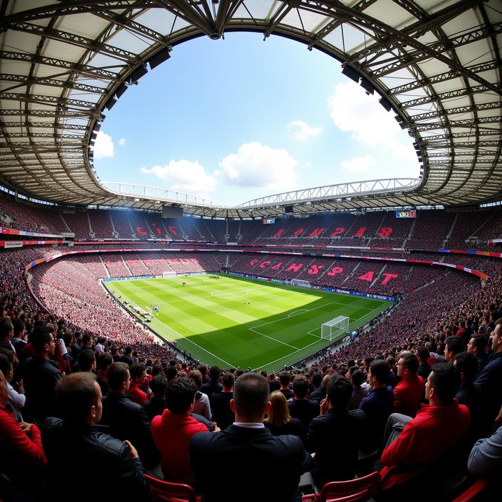 Beşiktaş fans creating a sea of black and white in Vodafone Park