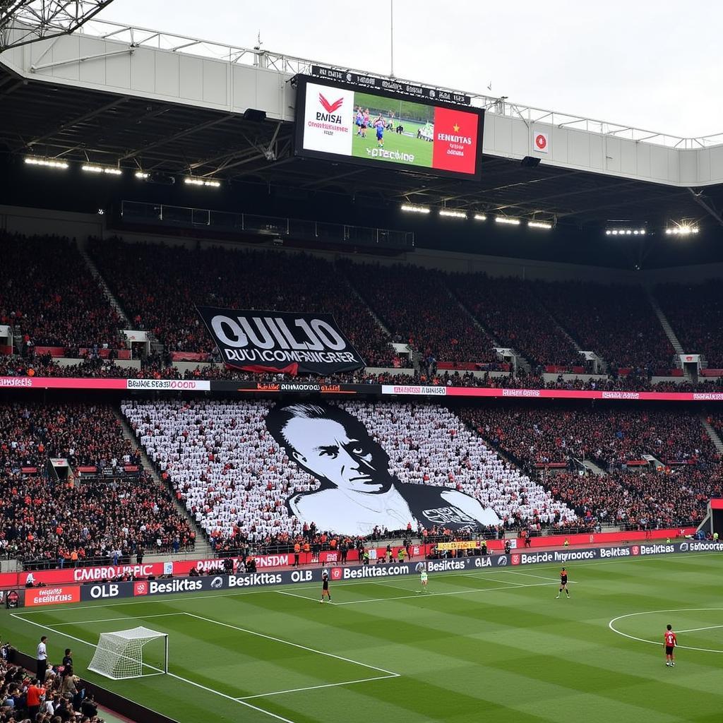 Massive tifo display by Besiktas fans at the Inuk Stadium