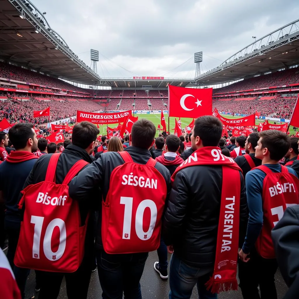 Besiktas Fans with League Bags at Vodafone Park