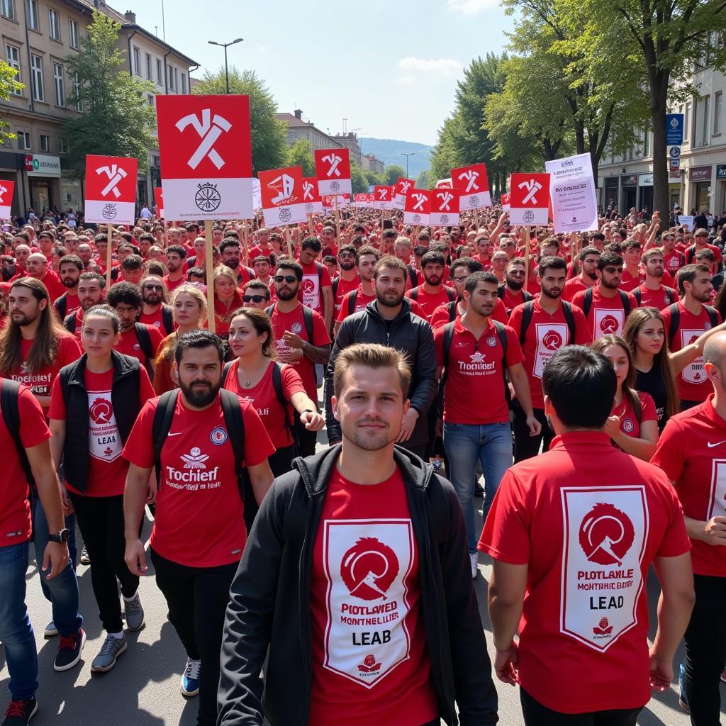 Besiktas fans participating in a mental health awareness march