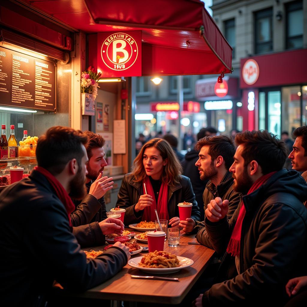 Besiktas fans gathered at a menu stand