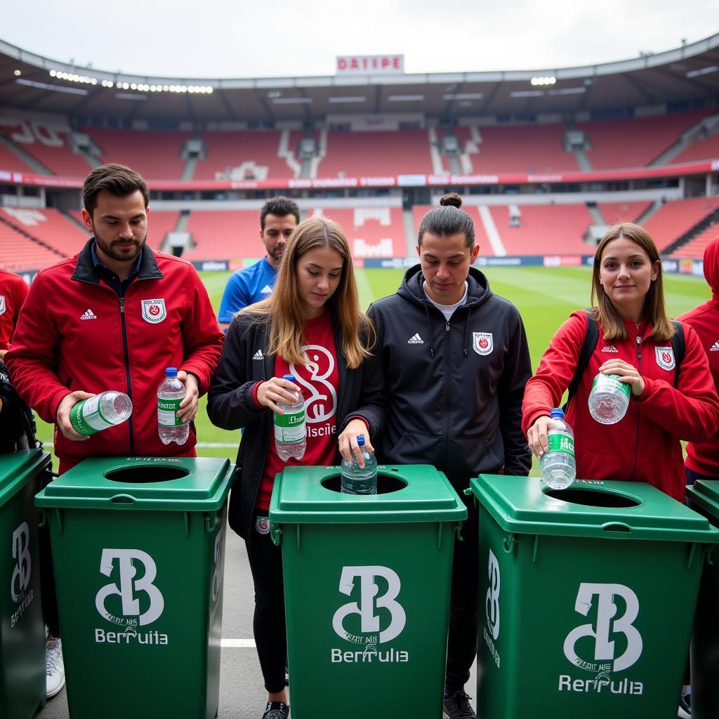 Besiktas fans actively participate in a recycling initiative at Vodafone Park, demonstrating their commitment to environmental sustainability.