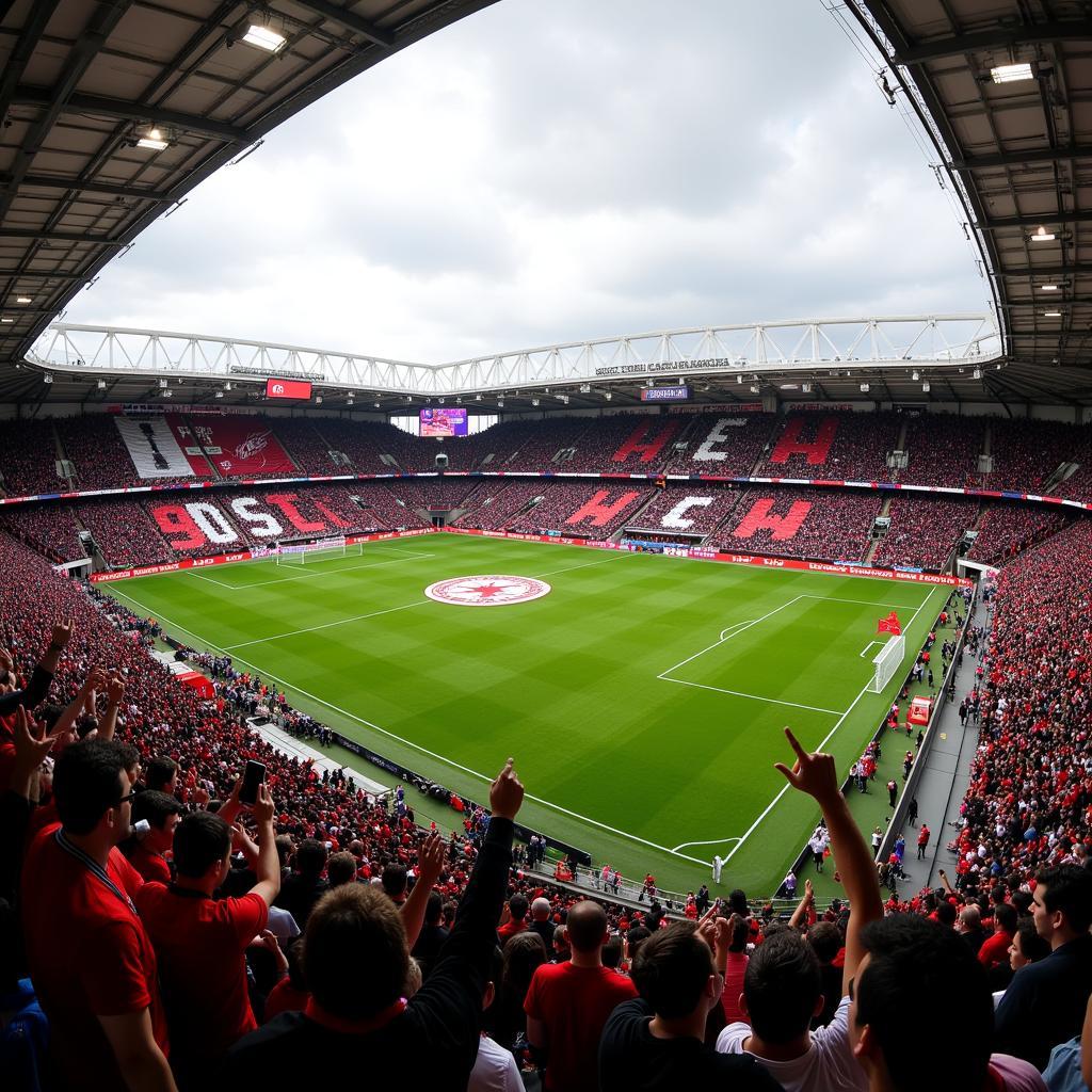 Besiktas fans passionately cheering in the stadium