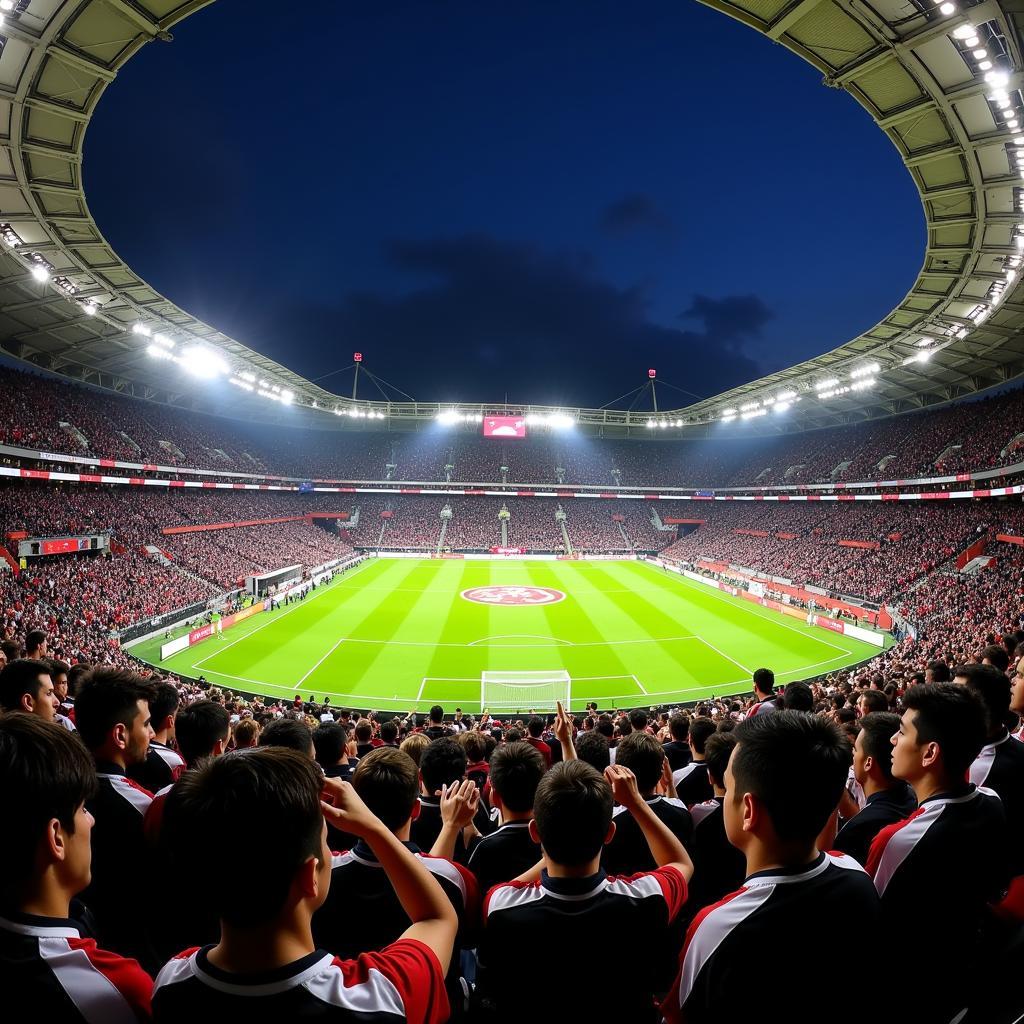 Besiktas fans creating a sea of black and white at Vodafone Park