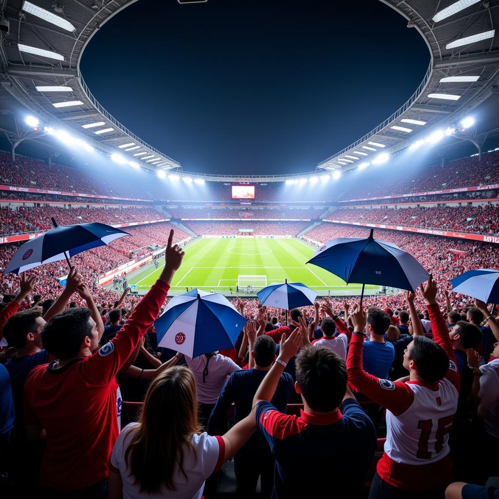 Besiktas fans celebrate a victory in the stadium