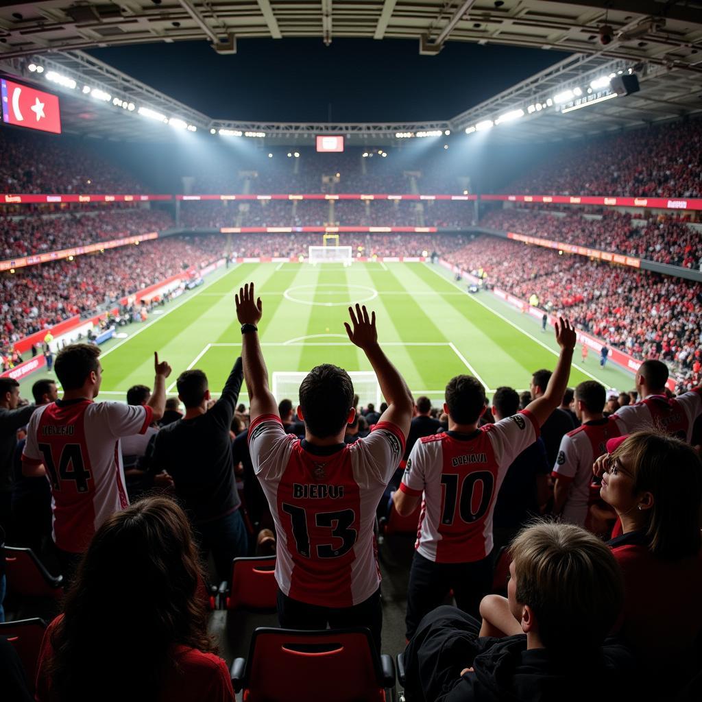 Beşiktaş fans cheering in the stadium