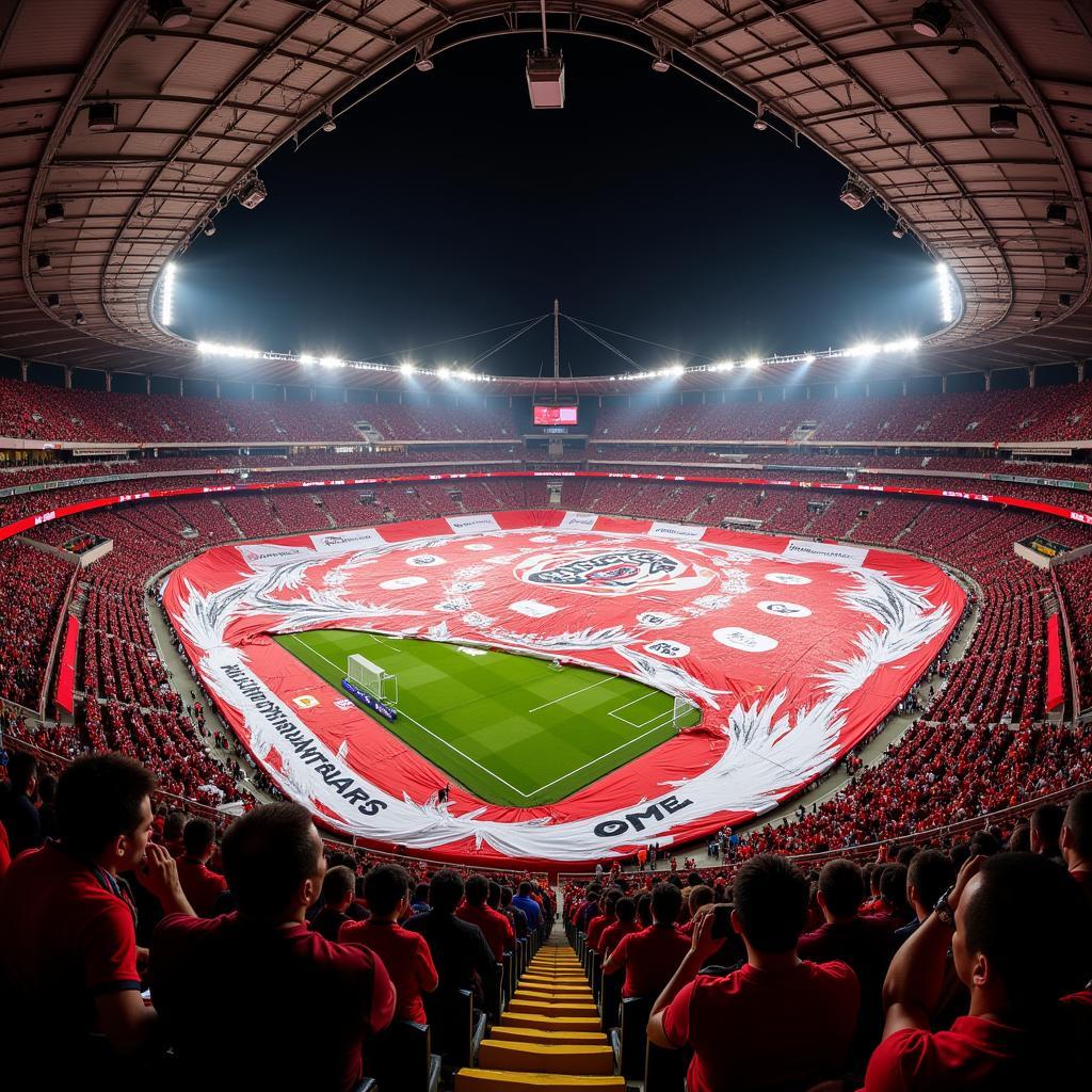 A giant tifo display by Beşiktaş fans