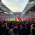 Besiktas fans passionately cheering at Vodafone Park, Istanbul