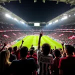 Besiktas fans creating a sea of black and white at Vodafone Park