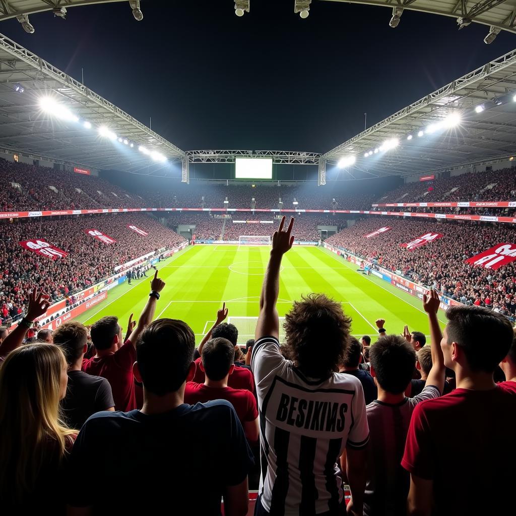 Besiktas fans creating a sea of black and white at Vodafone Park