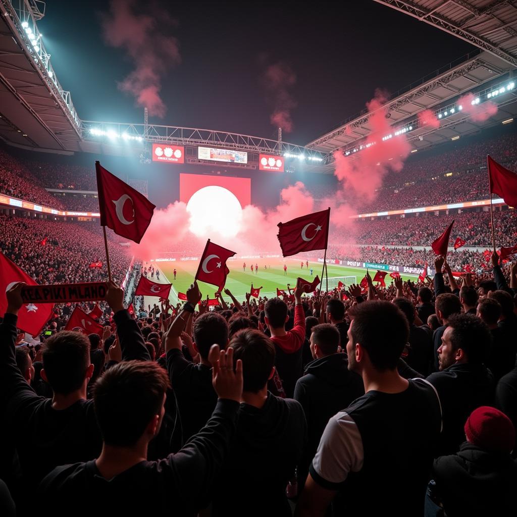 Beşiktaş fans celebrating a victory at Vodafone Park