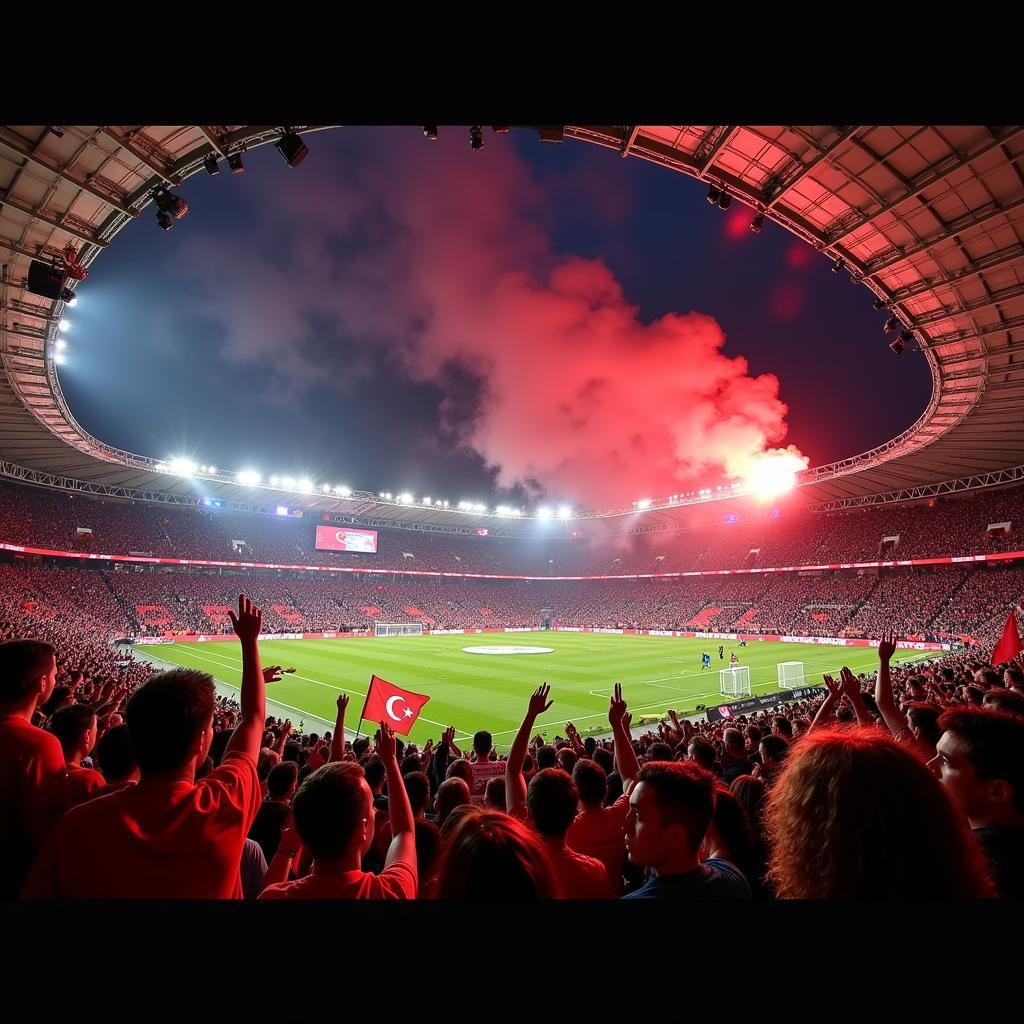 Passionate Besiktas fans at Vodafone Park