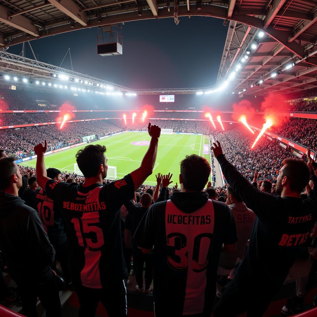 Besiktas fans creating a sea of black and white at Vodafone Park