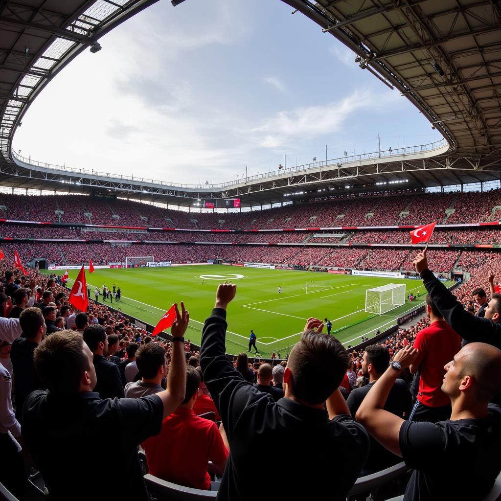 Beşiktaş fans celebrating a victory at Vodafone Park