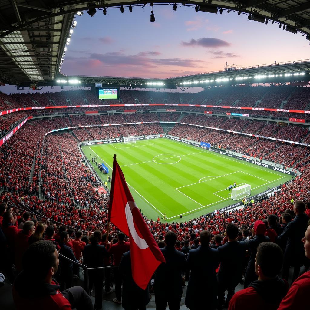 Besiktas fans creating a fiery atmosphere at Vodafone Park