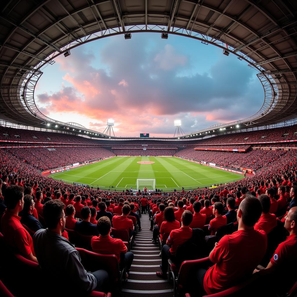 A sea of passionate Beşiktaş fans creating an electric atmosphere at Vodafone Park