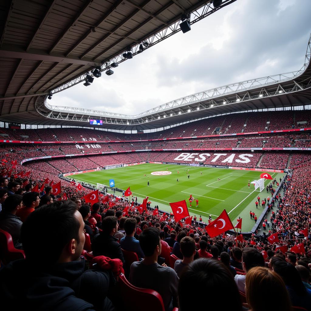 Besiktas fans creating a vibrant atmosphere at Vodafone Park